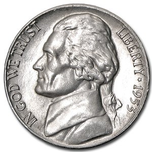 1953-S Jefferson Nickel BU 1953-S Jefferson Nickel BU